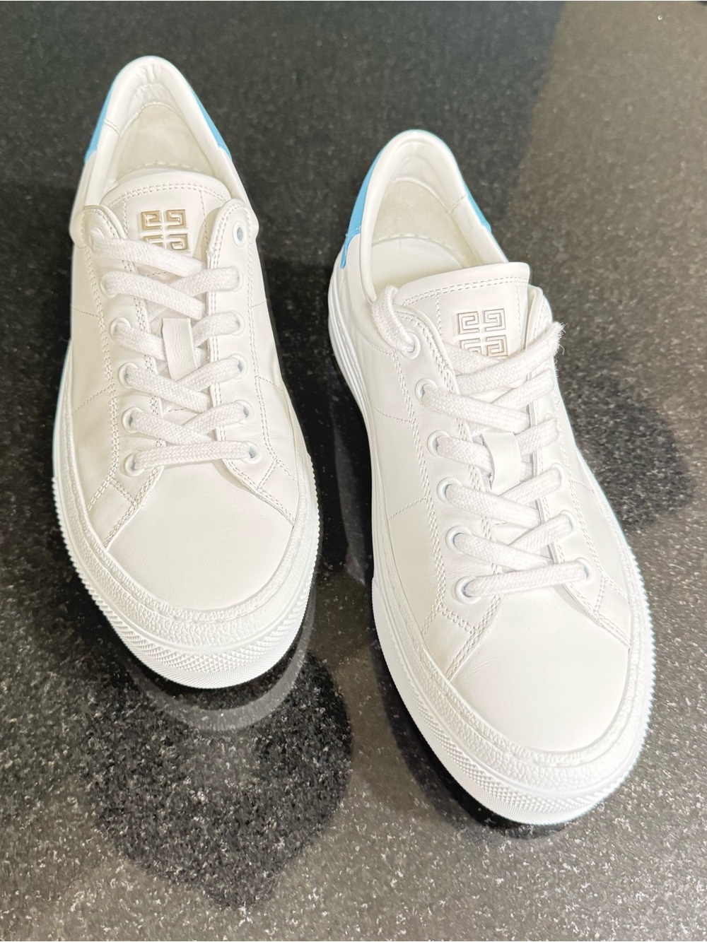 Givenchy City Sport 4G Leather Sneakers White Blue EU 38 US 6